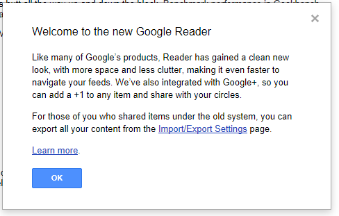 Google Reader update