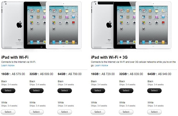Australia iPad 2 prices