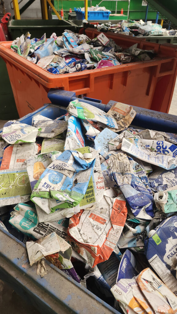 Tetra Pak used beverage cartons that ve been sorted at APR s Materials Recovery Facility in Truganina Victoria